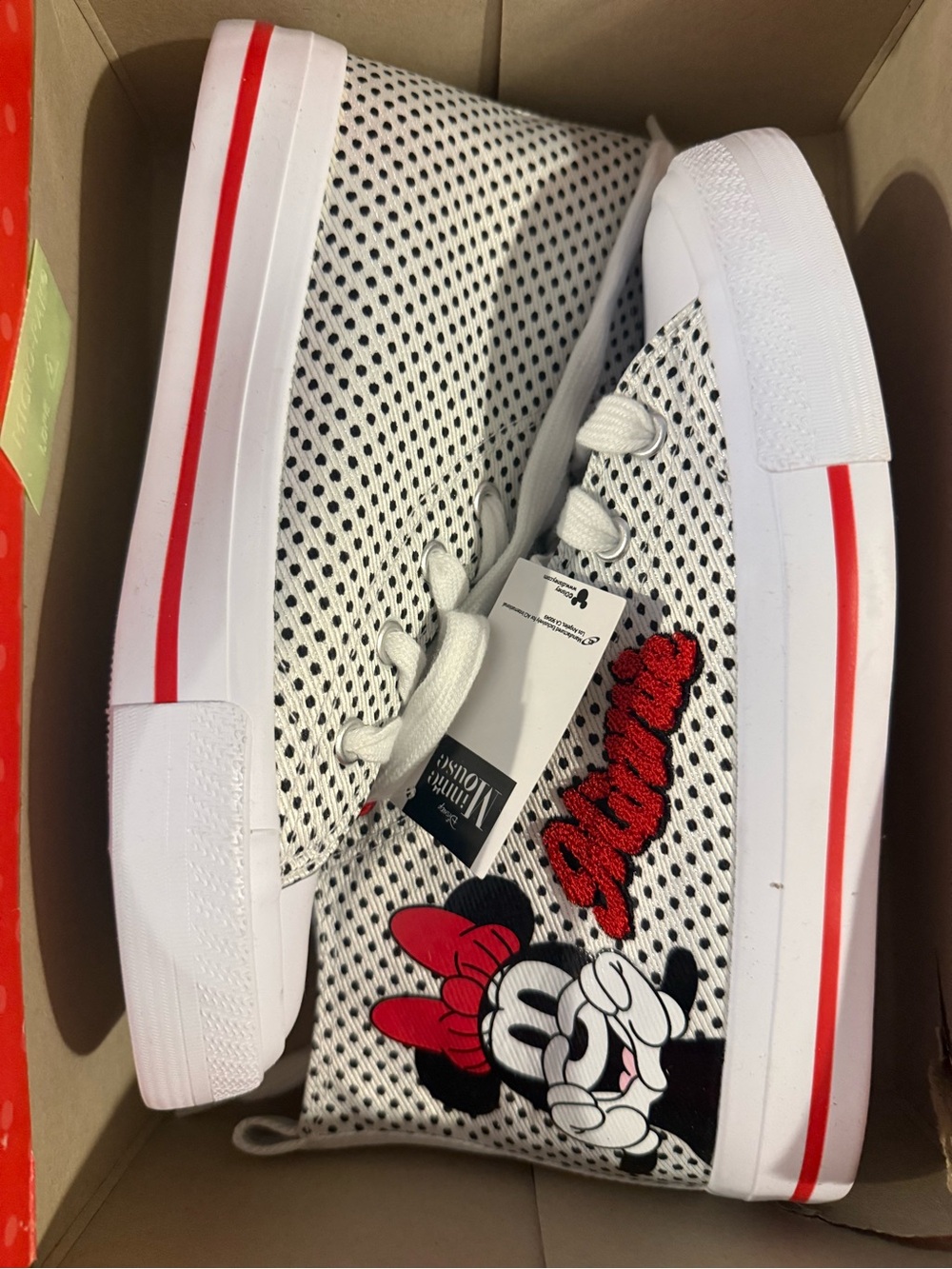 Disney White Mesh Minnie Mouse Sneakers with Red Accents - Picture 5 of 5